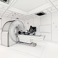 Hospital Outpatient CT Scanner Examination Room With Doctor And Patient
