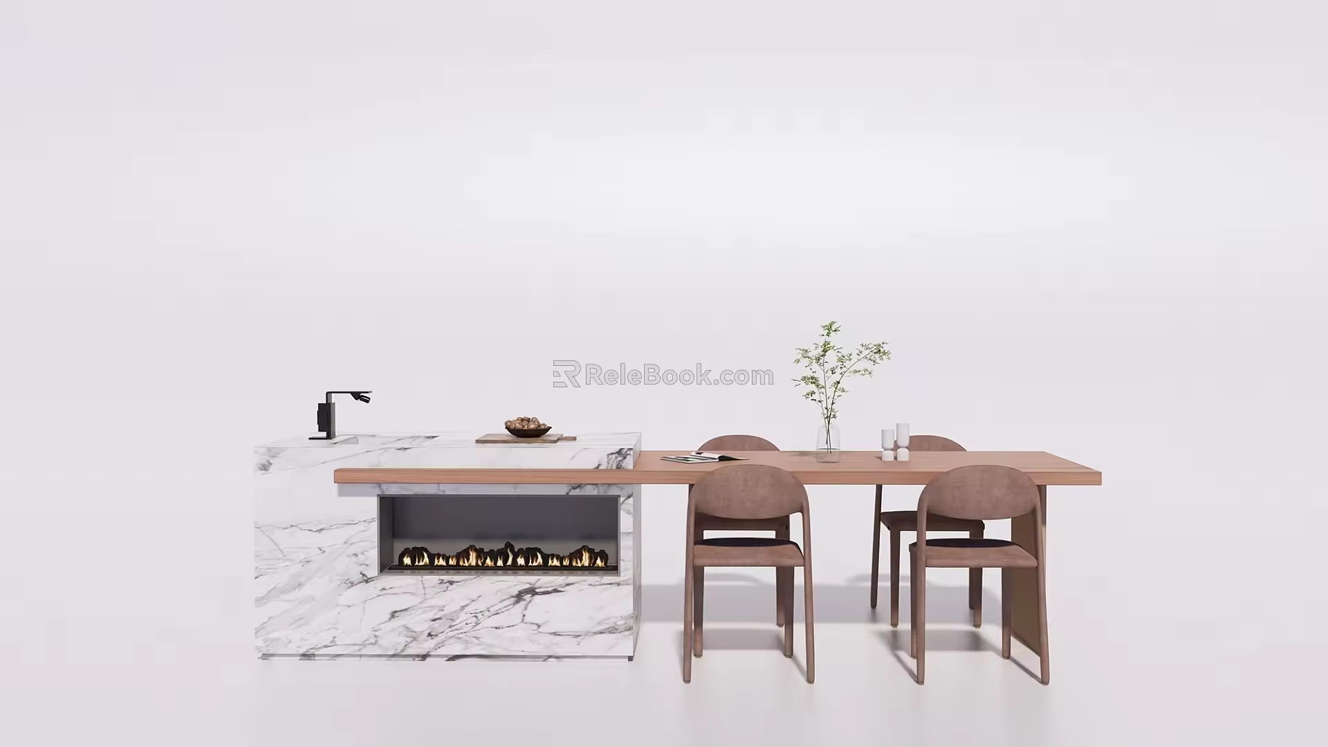 Modern Dining Table and Chair Combination Rest Area Bar Island Table 3d model