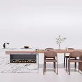 Modern Dining Table and Chair Combination Rest Area Bar Island Table 3d model