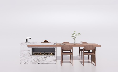 Modern Dining Table and Chair Combination Rest Area Bar Island Table 3d model