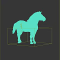 White Horse 3D Model Standing On Black Ground With Reflection And Gray Gradient Background 3d model