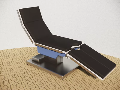 Medical Examination Table With Black Cushioned Surface Adjustable Backrest And Stainless Steel Frame 3d model