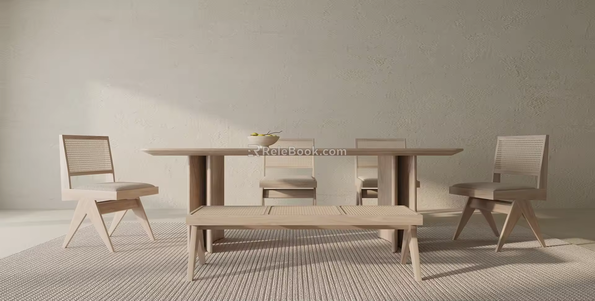Modern Dining Table and Chair Combination Dining Table Combination 3d model