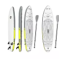 Yellow And Gray Stand Up Paddle Boards With Paddles Multiple Angles 3d model