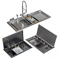 Modern Stainless Steel Kitchen Sink With Faucet Drainboard And Integrated Design