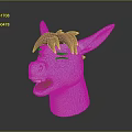 White Horse With Pink Mane Closed Eyes And Open Mouth