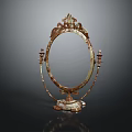 Vintage Style Oval Mirror Furniture With Decorative Frame And Carved Base