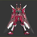 Pink Winged Mecha Character Figure In Standing Pose With Detailed Armor Design