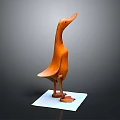 Wooden Duck Sculpture Carving With Standing Pose And White Base