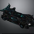 Futuristic Glossy Car With Blue Black Geometric Design And Neon Accents