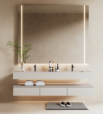 modern sink bathroom cabinet bathroom mirror 3d model