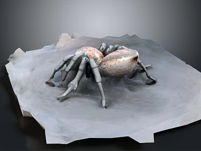 Detailed Spider Model With Red And Black Abdomen On Textured White Surface 3d model
