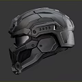 Advanced Sci-Fi Metallic Armor Helmet With Visor And Mechanical Details