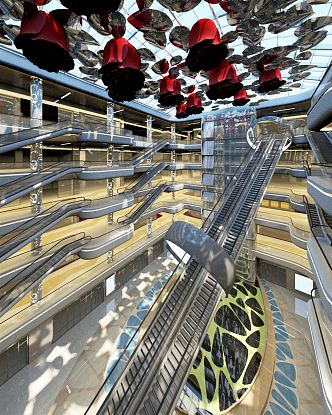 Modern shopping mall interior 3d model