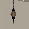 Decorative Pendant Light With Intricate Cutout Design Casting Geometric Shadow Patterns On Wall 3d model