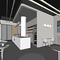 Modern Café Interior Design With Bar Counter Seating Green Lighting And Wine Racks