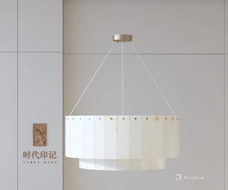 Modern White Layered Chandelier With Gold Ceiling Base For Interior Design 3d model