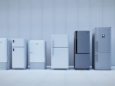Modern Home Refrigerators and Freezers Various Styles White Gray Design 3d model