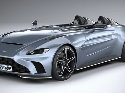 Silver Open Top Convertible Sports Car Featuring Sleek Design And Black Wheels 3d model