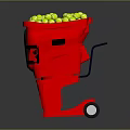 Red PRO Tennis Ball Feeder Machine Filled With Yellow Tennis Balls