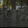 Garden Ornament Natural Stone Waterfall Design with Flowing Water and Lush Trees in Background