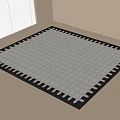 Gray And Black Square Carpet With Zigzag Border On Living Room Floor