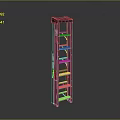 Sturdy Red Step Ladder With Multiple Steps And Black Top Finish Design 3d model