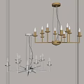 Modern Gold Multi Arm Chandelier With Candle Lights In Contemporary Interior Design