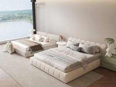 Bed Double Bed Light Luxury Bed Children's Bed 3d model