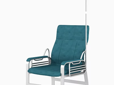 Blue Medical Chair With Metal Frame Padded Backrest Seat And Armrests 3d model