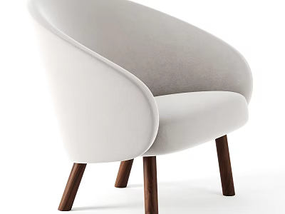 Light Gray Velvet Accent Chair With Modern Design And Wooden Legs 3d model
