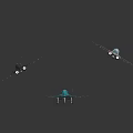 Three Light Blue and Gray Fighter Jets Flying with Trails Against Dark Background