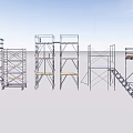 Various Types of Construction Scaffolding Structures with Stairs and Platforms