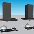 Black Range Hoods and Gas Stoves with Woks as Daily Home Kitchen Appliances