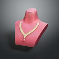 Elegant Golden Layered Chain Necklace with Pendant on Pink Mannequin