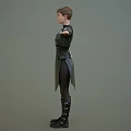 3D Character In Black Leather Outfit With Belt Boots And Outstretched Arms Pose