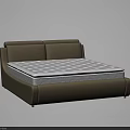 Modern Double Bed With Upholstered Headboard White Quilted Mattress And Brown Frame