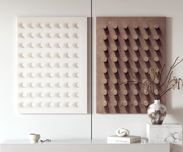 Interior Wall Art Decor With Two Stylish Panels And Accents 3d model