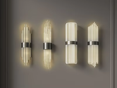 Modern Linear Wall Mounted Lamps With Metallic Ring And Warm Illumination Design 3d model