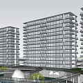 Modern High Rise Residential Landscape With Central Courtyard Greenery Trees And Scenic Walkways