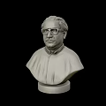 Detailed Lifelike Portrait Bust Sculpture Carved With Realistic Facial Features And Base