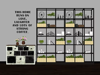 Industrial LOFT Storage Rack Bookshelf Flower Rack 3d model