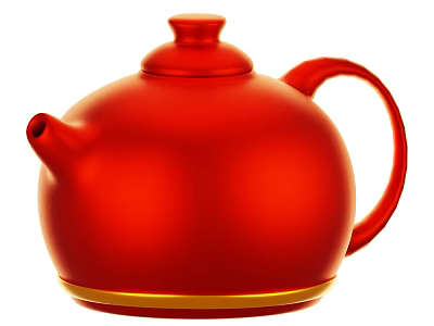 Vibrant Red Teapot With Smooth Surface Lid Handle And Gold Rim Base 3d model