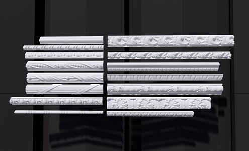 European-style plaster line carved 3d model