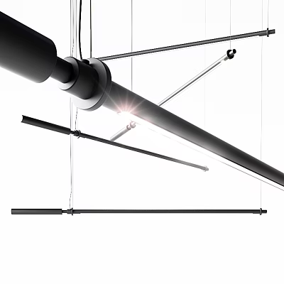 Modern Sleek Linear Black Metal Pendant Light Hanging Structure With Illumination 3d model