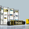 BlueSword Exhibition Display With Multiple Panels Showing Product Images And Brand Logo
