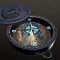 Vintage Metallic Circular Decorative Ornament Set With Carved Lids And Compass Design