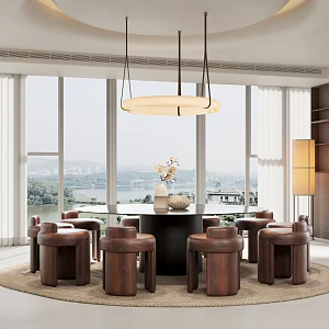 Dining Room Tableware Dining Chair Dining Table Chandelier Floral Table Decoration Curtain 3d model