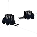 Small Blue Forklift Models With Front Forks And Black Wheels 3d model