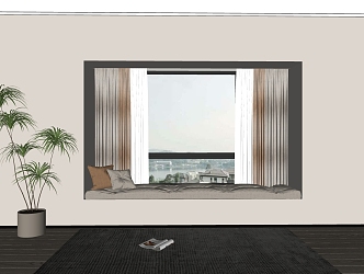 Modern Bay Window Cushion Bay Window Curtain 3d model